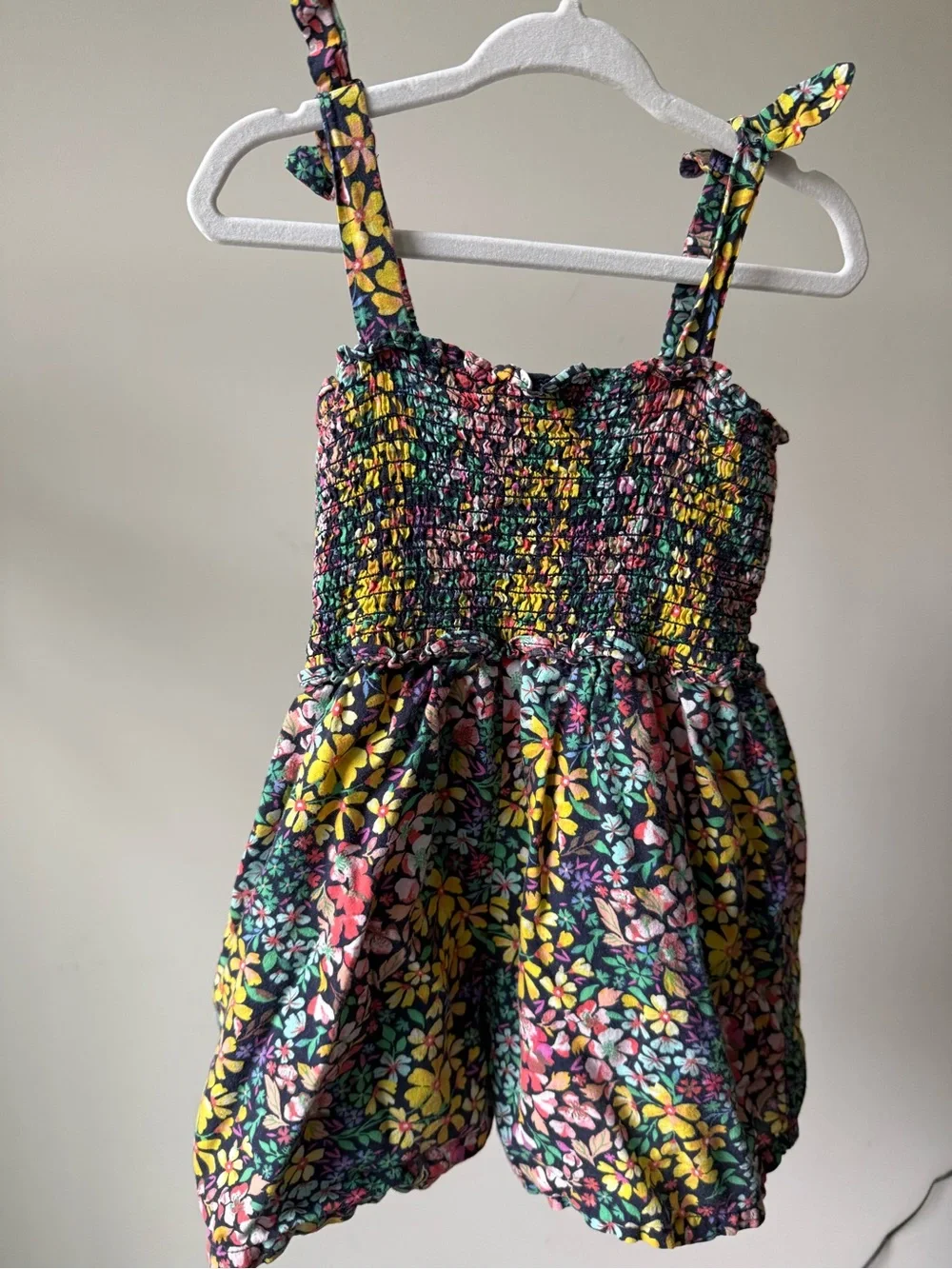 GAP Floral Smocked Romper in Yellow, Pink, Green & Blue